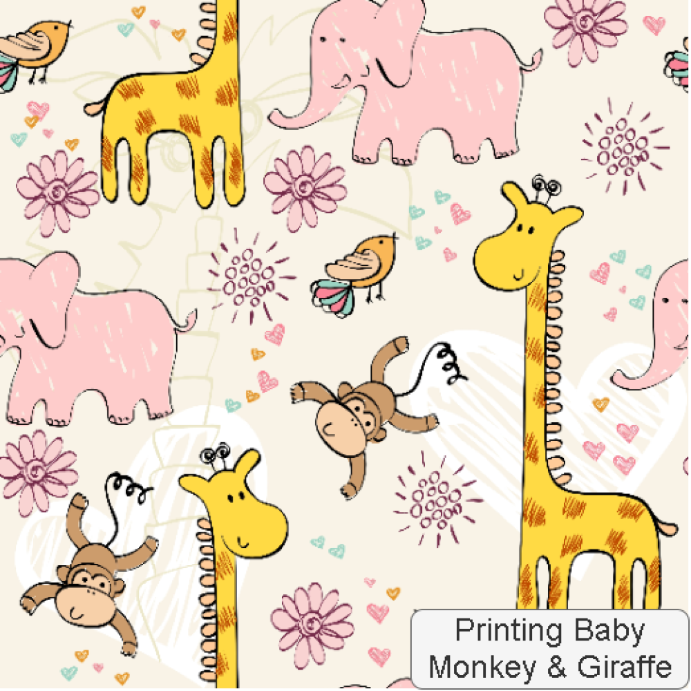 Printing Baby Monkey And Giraffe