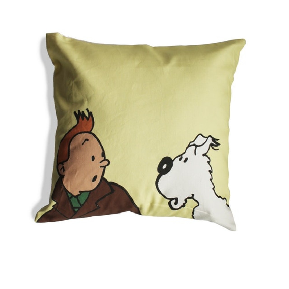 Cushion Cover Tintin Dan Anjing Putih Background Kuning Seruni Living