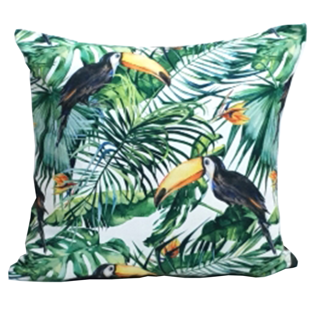 Cushion Cover Daun  Monstera dan  Burung Pelikan Seruni Living