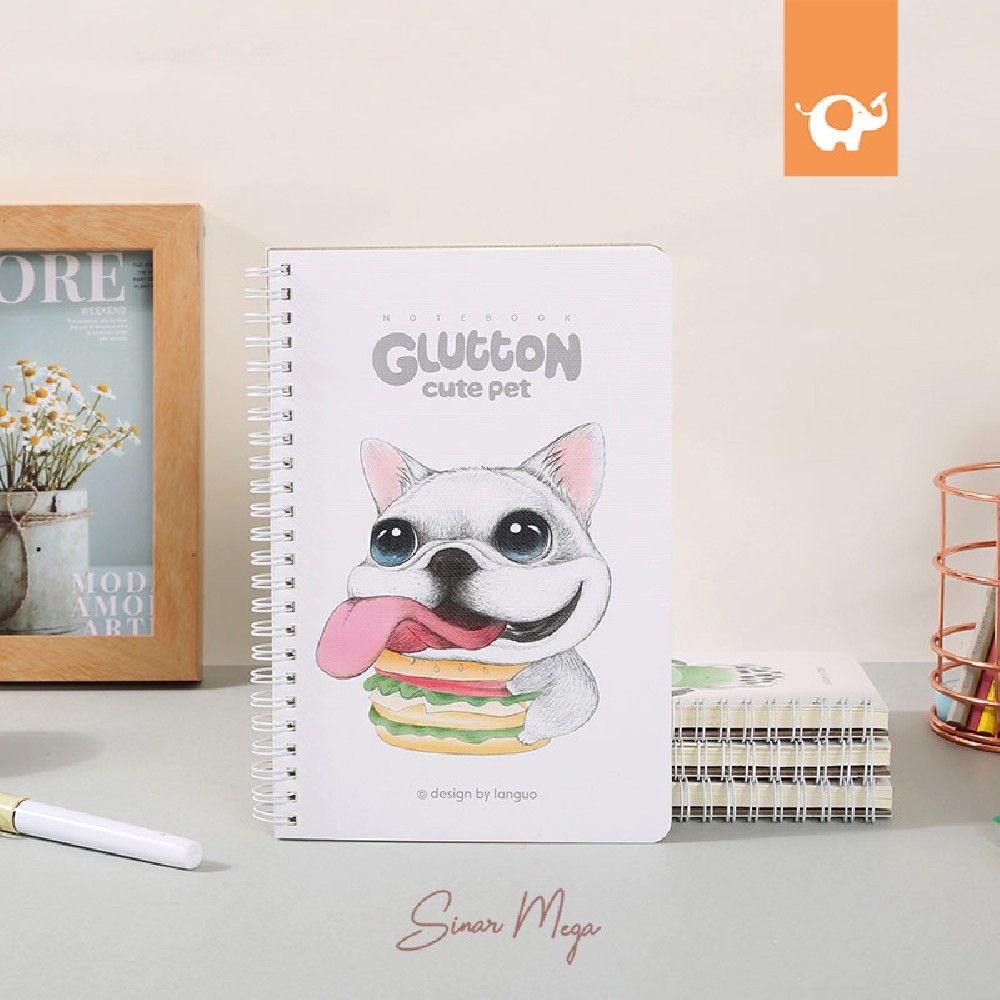 Glutton Cute Pet Spiral Ruled Notebook A5