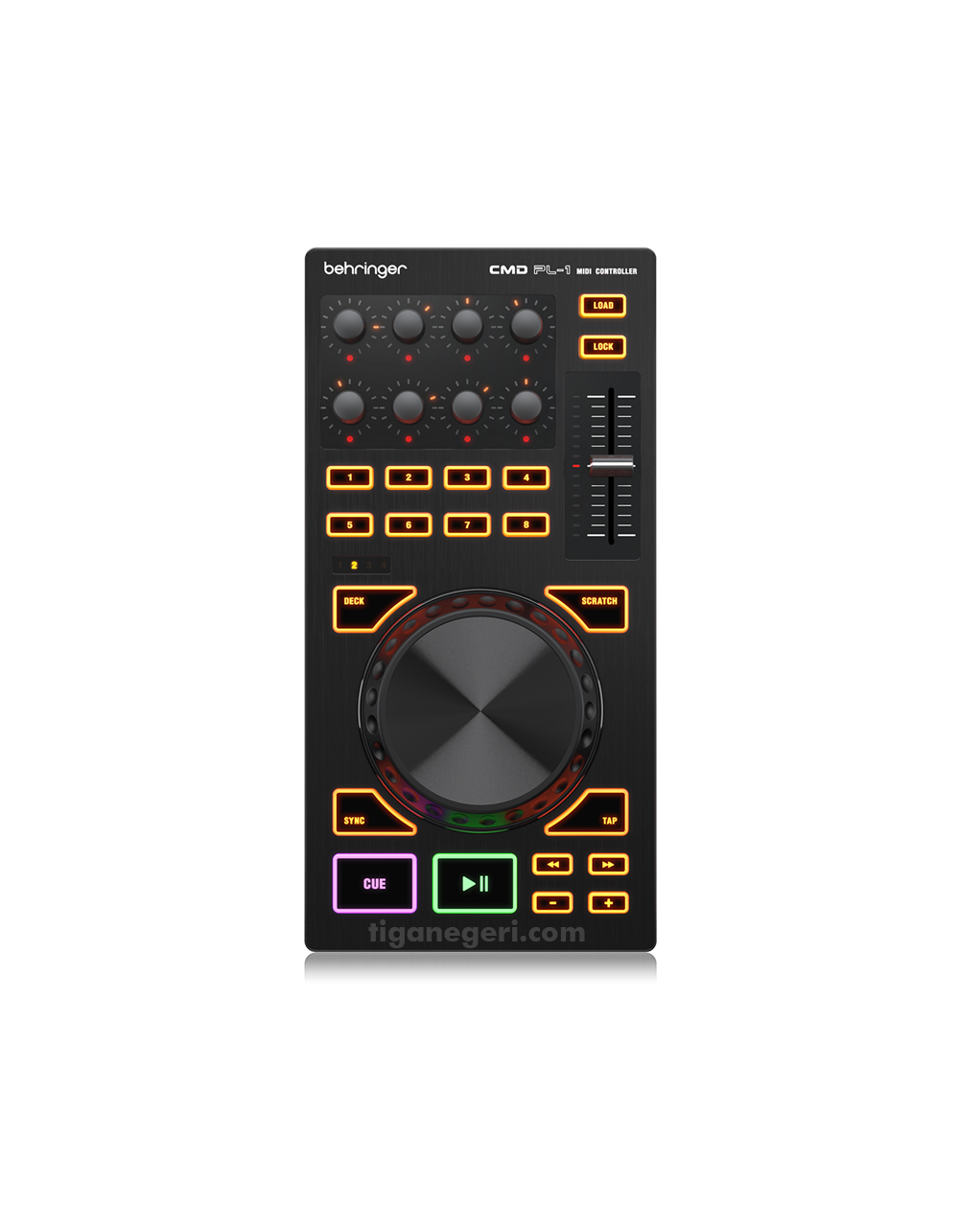 Black BEHRINGER CMD PL-1 Deck-Based Midi Module with 4 Touch-Sensitive Platter Deck Switching and Effects Control 