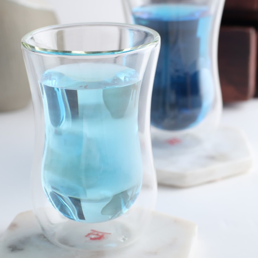 UCHII Double Wall Hourglass Shaped Slim Glass Gelas Kaca  