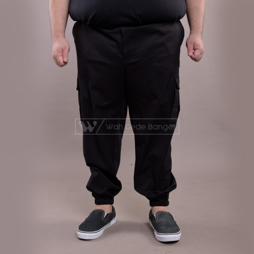 Celana Pria Jumbo Big Size Ukuran Besar WGB CHINO JOGGER CARGO BLACK