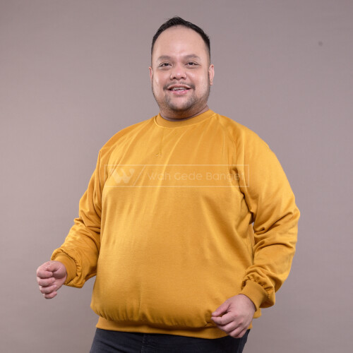 Sweater Pria Jumbo Big Size Ukuran Besar WGB CREWNECK BASIC MUSTARD