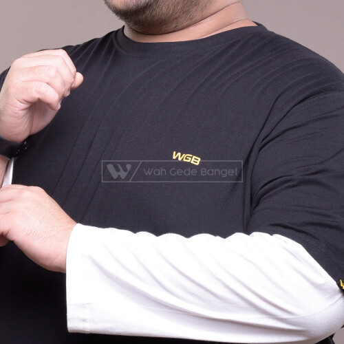 Kaos Polos Panjang Double Layer Pria Jumbo Big Size Ukuran Besar WGB BLACK