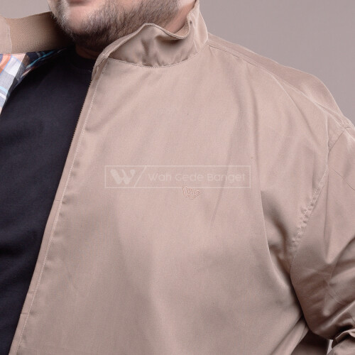 Jacket Harrington Pria Jumbo Big Size Cowok Ukuran Besar XL XXXL Light Brown